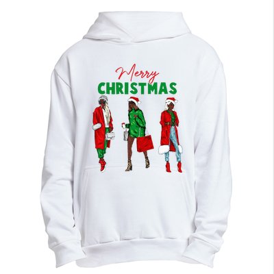 Christmas African American Wo Santa Hat Pajama Urban Pullover Hoodie