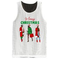 Christmas African American Wo Santa Hat Pajama Mesh Reversible Basketball Jersey Tank