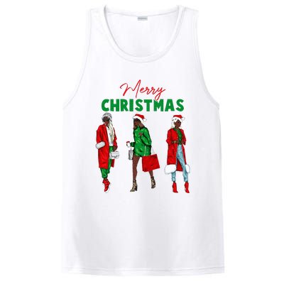 Christmas African American Wo Santa Hat Pajama PosiCharge Competitor Tank