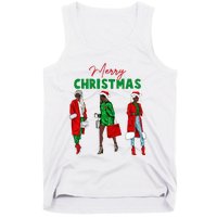 Christmas African American Wo Santa Hat Pajama Tank Top