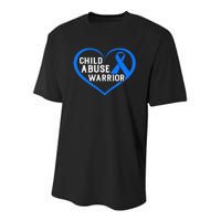 Child Abuse Awareness Warrior Blue Heart Domestic Violence Youth Performance Sprint T-Shirt