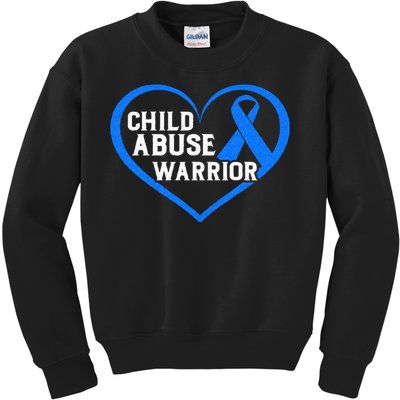 Child Abuse Awareness Warrior Blue Heart Domestic Violence Kids Sweatshirt