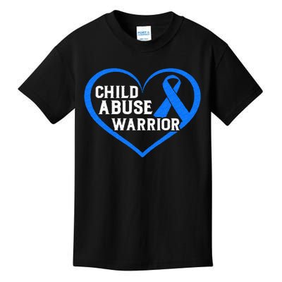 Child Abuse Awareness Warrior Blue Heart Domestic Violence Kids T-Shirt