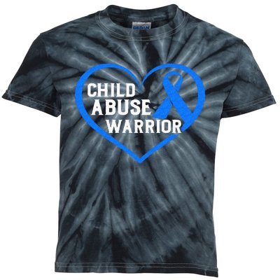 Child Abuse Awareness Warrior Blue Heart Domestic Violence Kids Tie-Dye T-Shirt