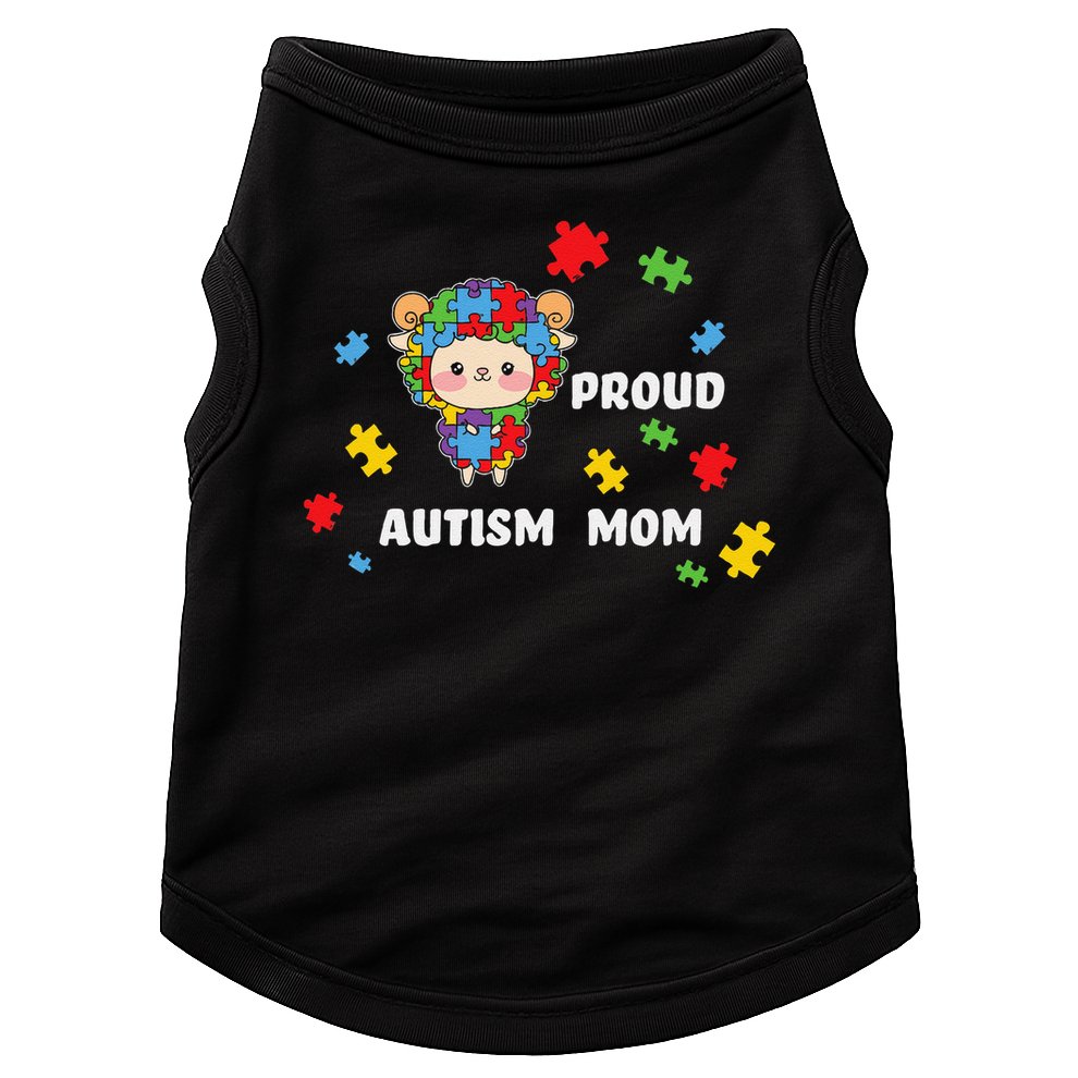 Cute Autism Awareness Women - Proud Autism Mom Lamb Puzzle Doggie Tank
