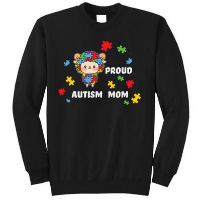 Cute Autism Awareness Women - Proud Autism Mom Lamb Puzzle Sweatshirt