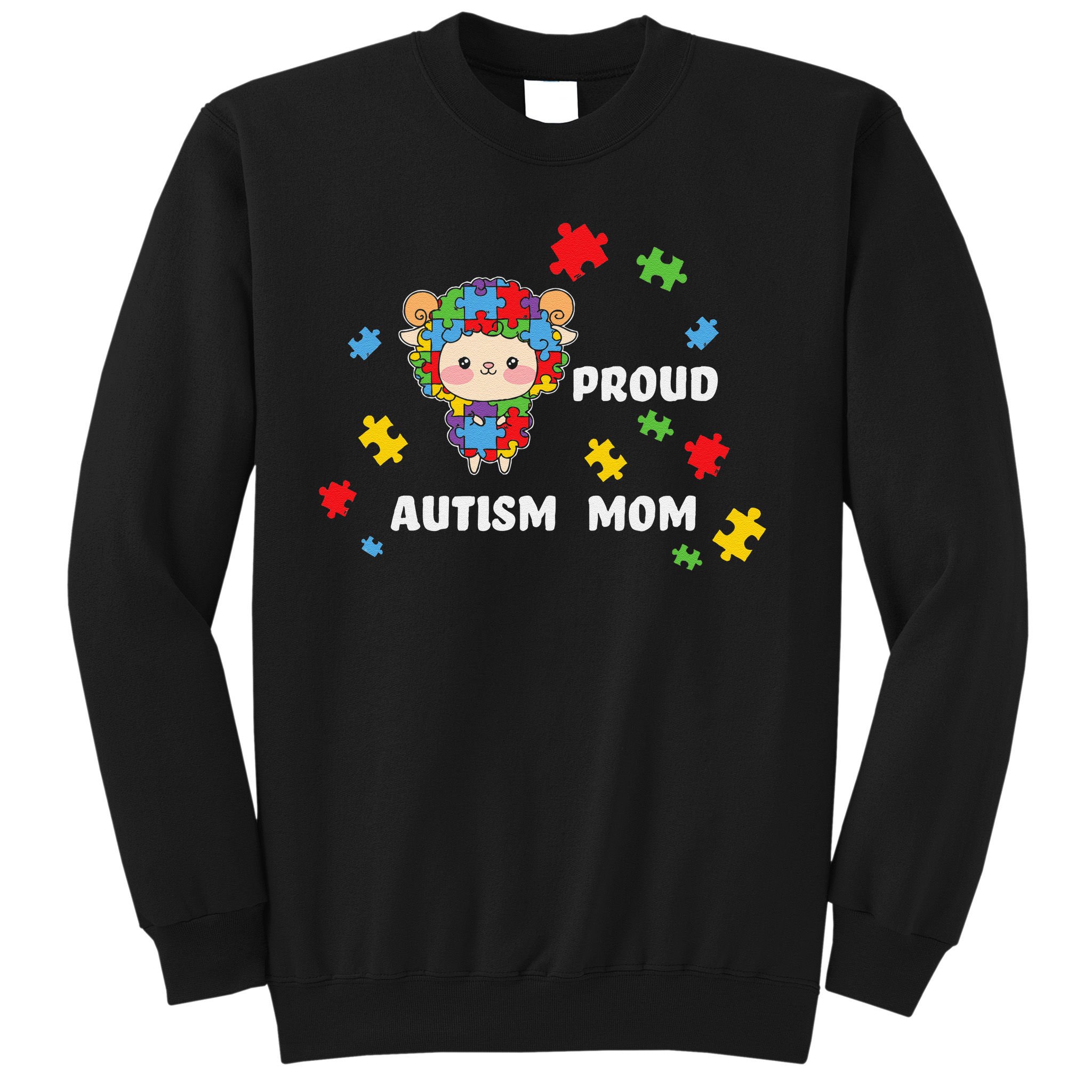 Cute Autism Awareness Women - Proud Autism Mom Lamb Puzzle Sweatshirt