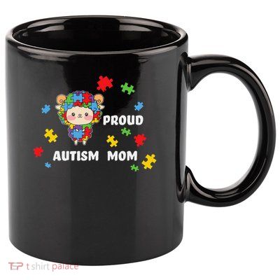 Cute Autism Awareness Women - Proud Autism Mom Lamb Puzzle 11oz C Handle Ceramic Mug