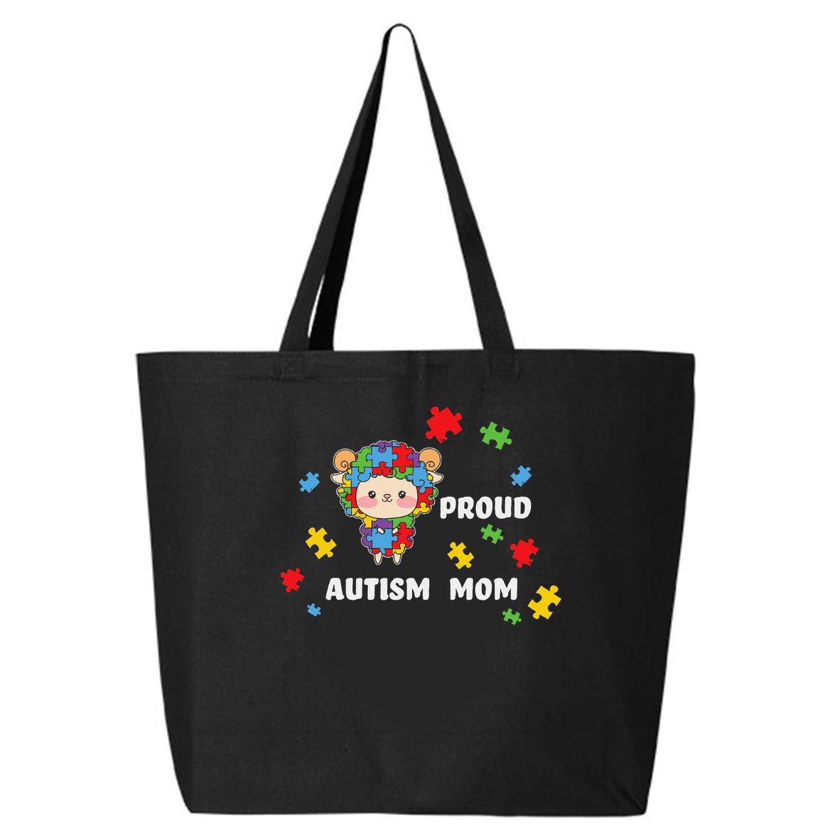Cute Autism Awareness Women - Proud Autism Mom Lamb Puzzle 25L Jumbo Tote