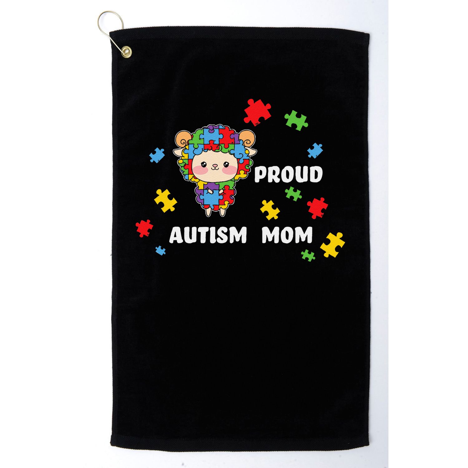Cute Autism Awareness Women - Proud Autism Mom Lamb Puzzle Golf Towel