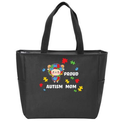 Cute Autism Awareness Women - Proud Autism Mom Lamb Puzzle Zip Tote Bag