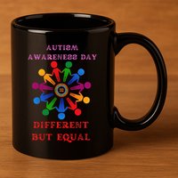 Cool Autism Awareness Day Different But Equal 11oz C Handle Ceramic Mug