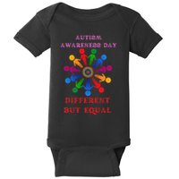 Cool Autism Awareness Day Different But Equal Baby Bodysuit