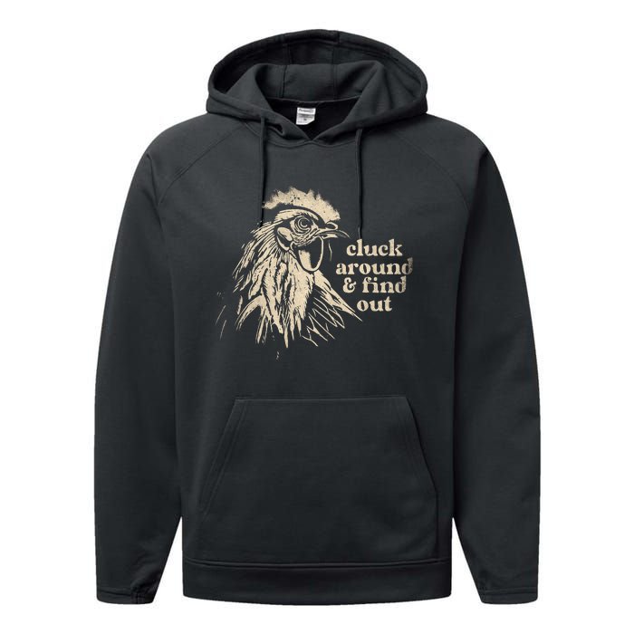 Cluck Around And Find Out Funny Chicken Parody Kawai Animal Performance Fleece Hoodie