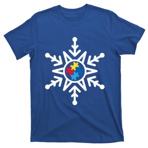 Christmas Autism Awareness Meaningful Gift Mom Puzzle Piece Snowflake Gift T-Shirt