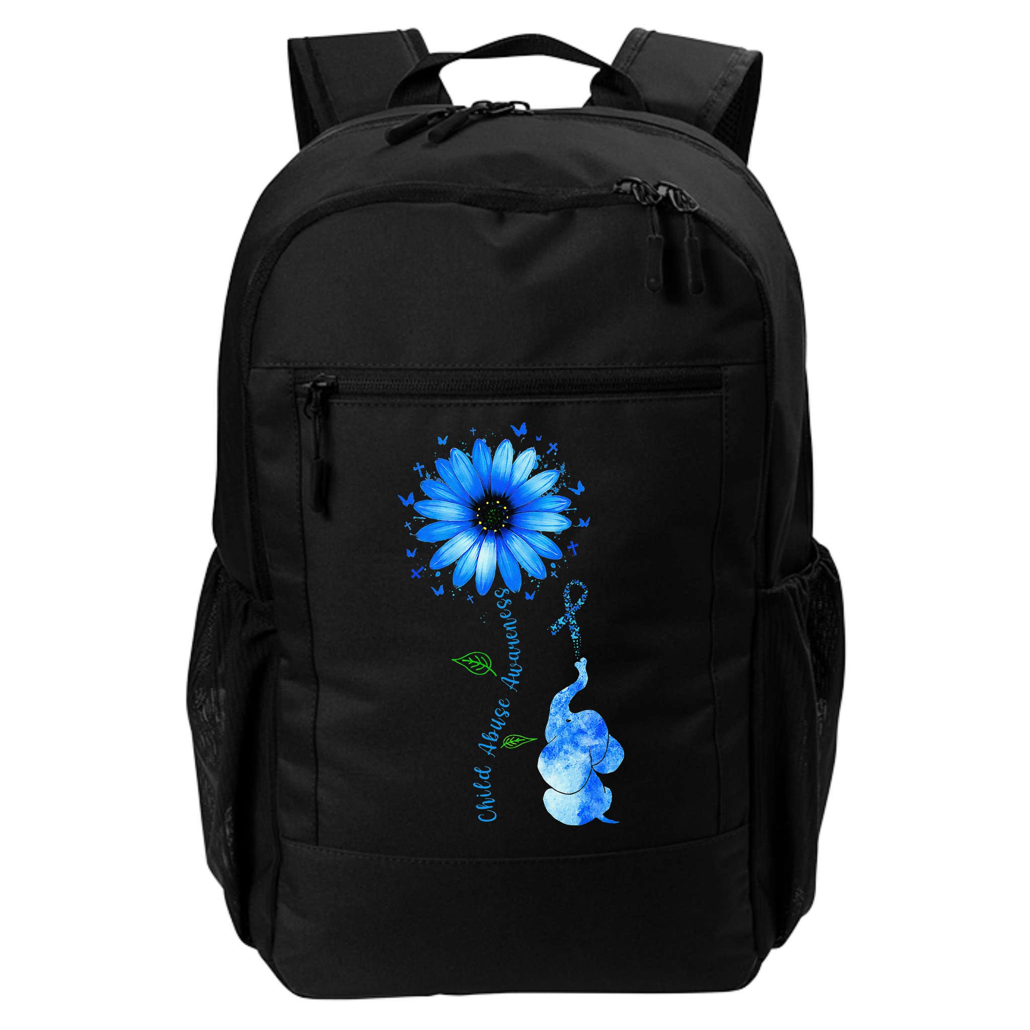 Child Abuse Awareness Sunflower Light Blue Ribbon Elephant Backpack