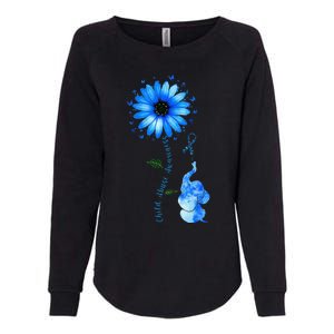 Child Abuse Awareness Sunflower Light Blue Ribbon Elephant Womens California Wash Sweatshirt