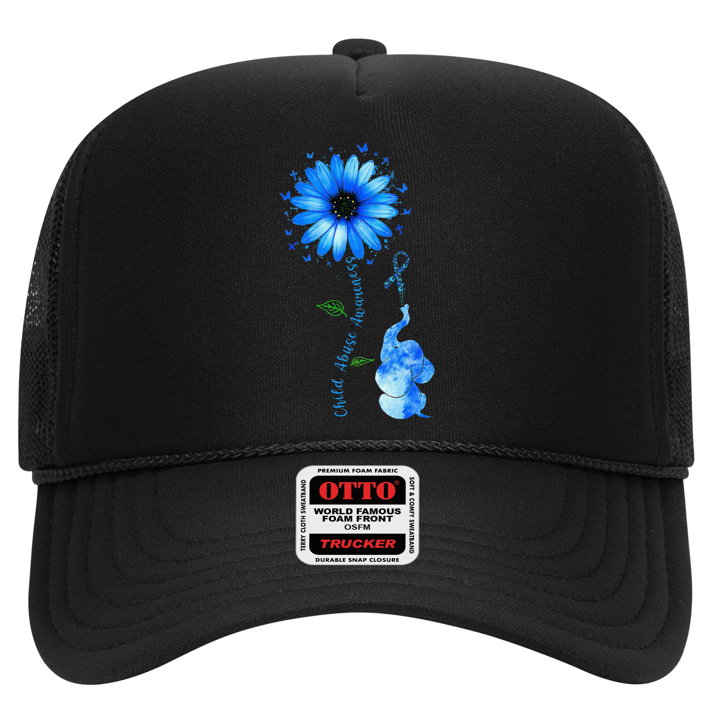 Child Abuse Awareness Sunflower Light Blue Ribbon Elephant Hat