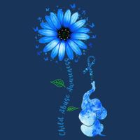 Child Abuse Awareness Sunflower Light Blue Ribbon Elephant Baby Bodysuit