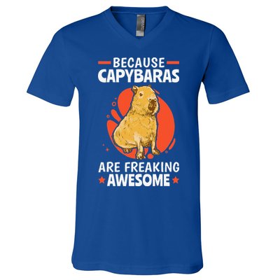 Capybaras Are Awesome Rodent Grasseater Capybara V-Neck T-Shirt
