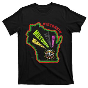 Classic African American Multicolor Wisconsin Milwaukee Map T-Shirt