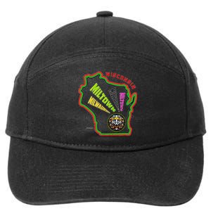 Classic African American Multicolor Wisconsin Milwaukee Map 7-Panel Snapback Hat