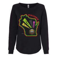 Classic African American Multicolor Wisconsin Milwaukee Map Womens California Wash Sweatshirt