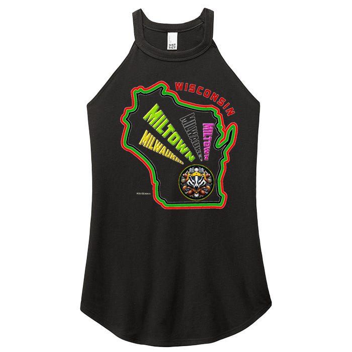 Classic African American Multicolor Wisconsin Milwaukee Map Women’s Perfect Tri Rocker Tank