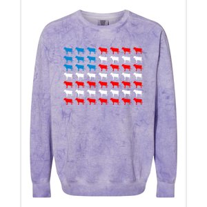 Cow Animal American Flag Independence Day 4th Of July Cute Gift Colorblast Crewneck Sweatshirt