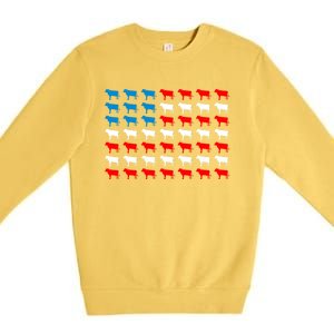 Cow Animal American Flag Independence Day 4th Of July Cute Gift Premium Crewneck Sweatshirt