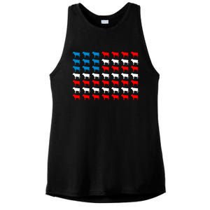 Cow Animal American Flag Independence Day 4th Of July Cute Gift Ladies PosiCharge Tri-Blend Wicking Tank