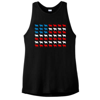 Cow Animal American Flag Independence Day 4th Of July Cute Gift Ladies PosiCharge Tri-Blend Wicking Tank