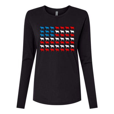 Cow Animal American Flag Independence Day 4th Of July Cute Gift Womens Cotton Relaxed Long Sleeve T-Shirt