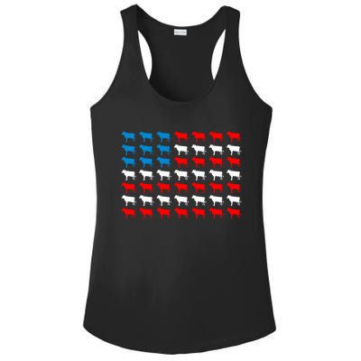 Cow Animal American Flag Independence Day 4th Of July Cute Gift Ladies PosiCharge Competitor Racerback Tank