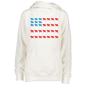 Cow Animal American Flag Independence Day 4th Of July Cute Gift Womens Funnel Neck Pullover Hood