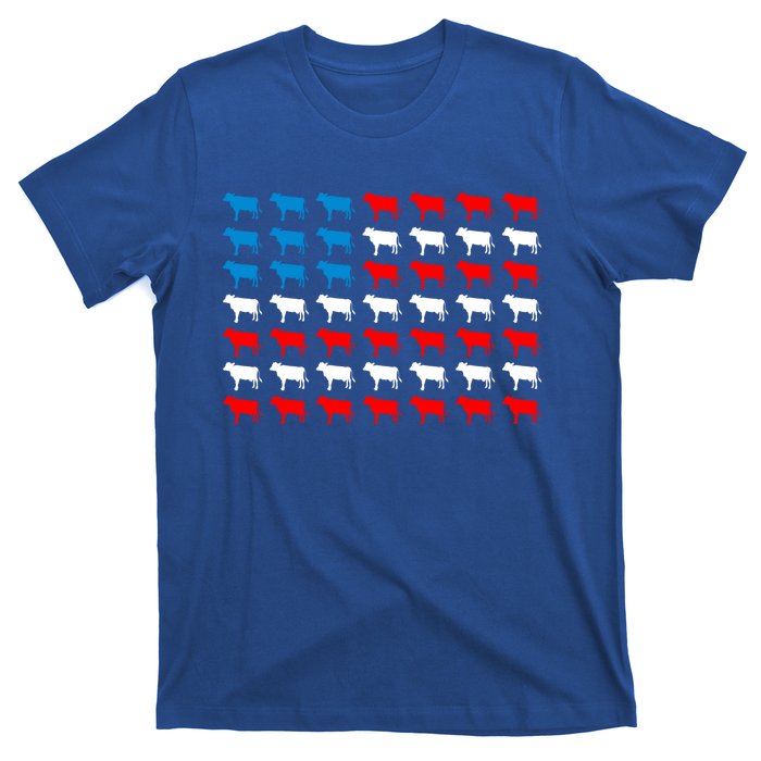 Cow Animal American Flag Independence Day 4th Of July Cute Gift T-Shirt