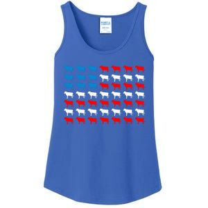 Cow Animal American Flag Independence Day 4th Of July Cute Gift Ladies Essential Tank