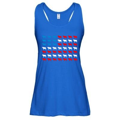 Cow Animal American Flag Independence Day 4th Of July Cute Gift Ladies Essential Flowy Tank