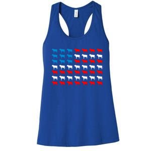 Cow Animal American Flag Independence Day 4th Of July Cute Gift Women's Racerback Tank