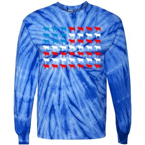 Cow Animal American Flag Independence Day 4th Of July Cute Gift Tie-Dye Long Sleeve Shirt