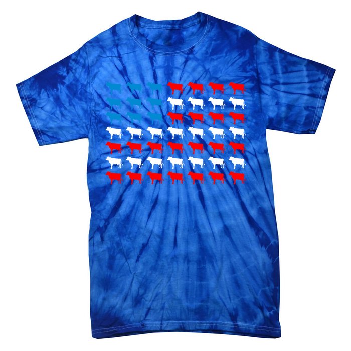 Cow Animal American Flag Independence Day 4th Of July Cute Gift Tie-Dye T-Shirt