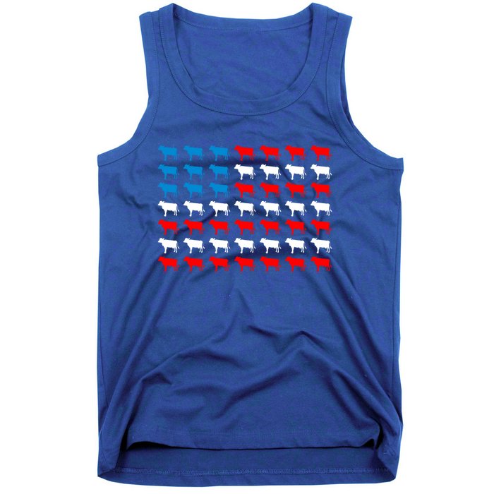 Cow Animal American Flag Independence Day 4th Of July Cute Gift Tank Top