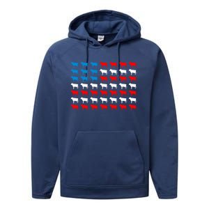 Cow Animal American Flag Independence Day 4th Of July Cute Gift Performance Fleece Hoodie