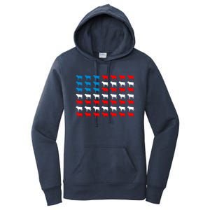 Cow Animal American Flag Independence Day 4th Of July Cute Gift Women's Pullover Hoodie