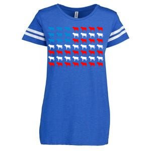 Cow Animal American Flag Independence Day 4th Of July Cute Gift Enza Ladies Jersey Football T-Shirt