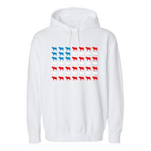 Cow Animal American Flag Independence Day 4th Of July Cute Gift Garment-Dyed Fleece Hoodie