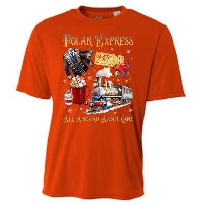 Christmas All Aboard Polar .Express North Pole Xmas Santa Gift Cooling Performance Crew T-Shirt