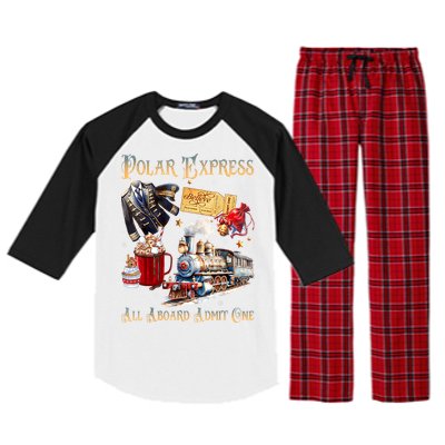 Christmas All Aboard Polar .Express North Pole Xmas Santa Gift Raglan Sleeve Pajama Set