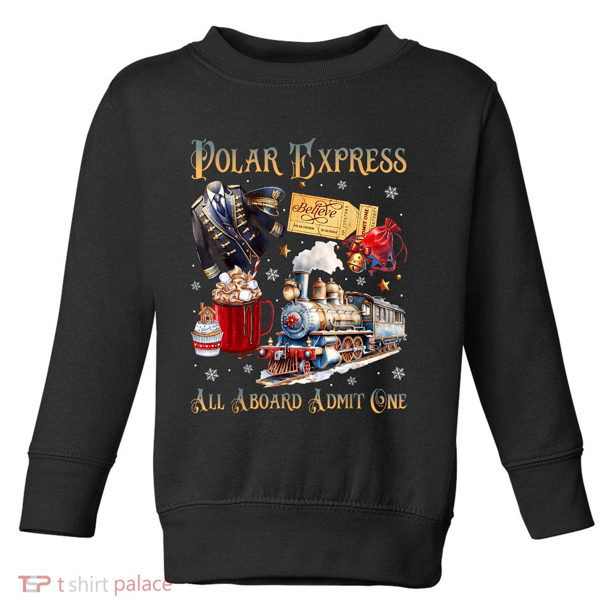 Christmas All Aboard Polar .Express North Pole Xmas Santa Gift Toddler Sweatshirt