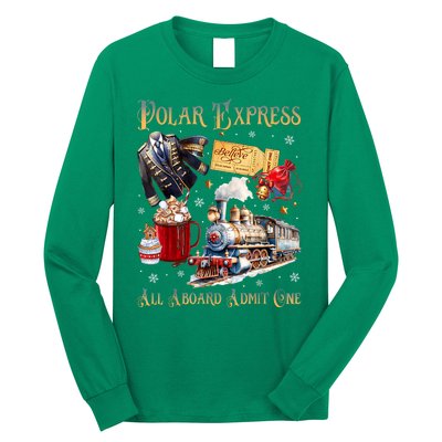 Christmas All Aboard Polar .Express North Pole Xmas Santa Gift Long Sleeve Shirt